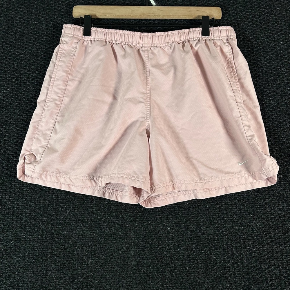 Vintage Nike Men's Pink Athletic Shorts Polyester Drawstring Waist Size Medium M